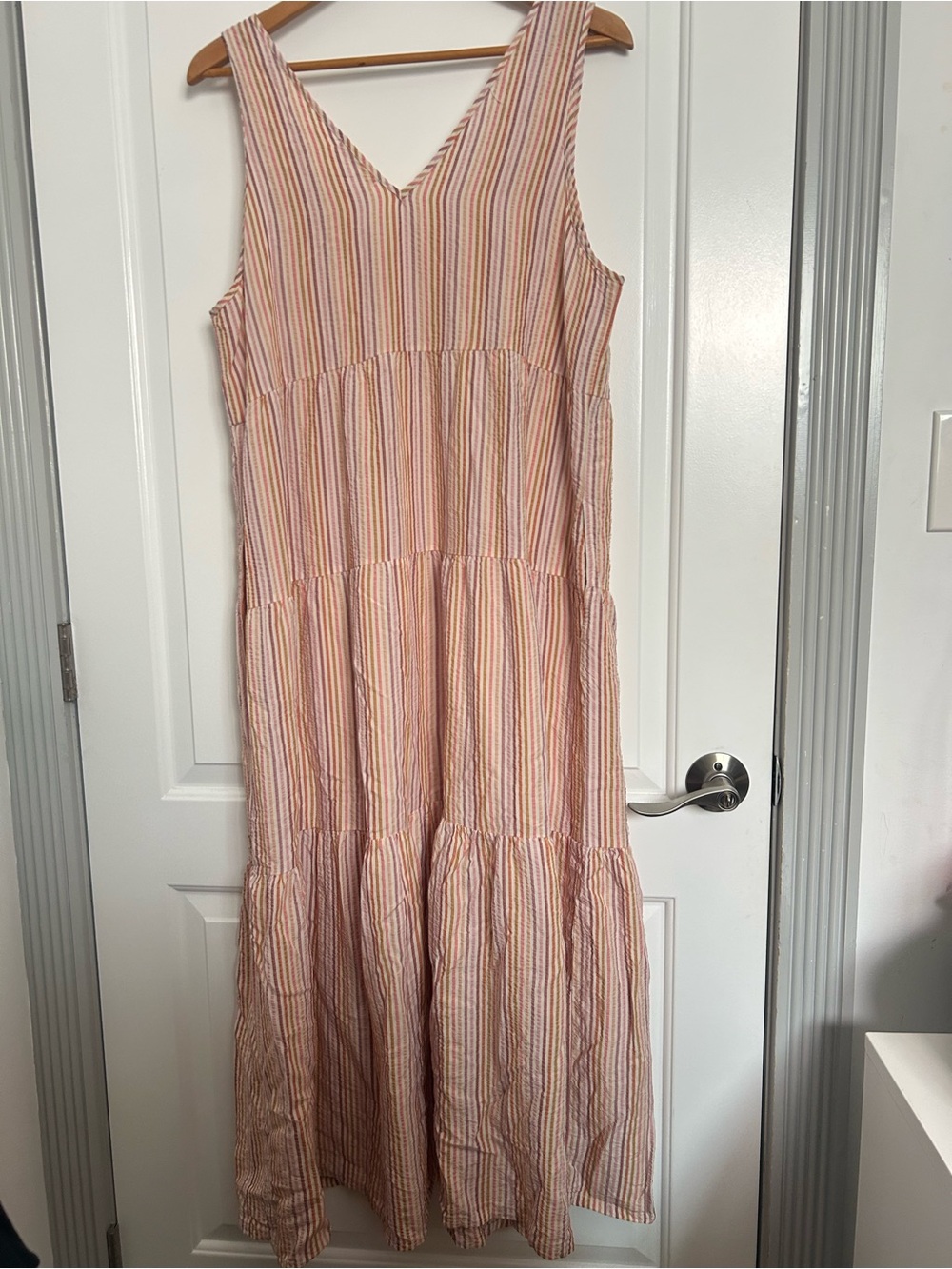 MARINE LAYER Corinne Stripe Sleeveless Maxi Dress Size L Coastal Chic Beach Boho - Picture 3 of 16